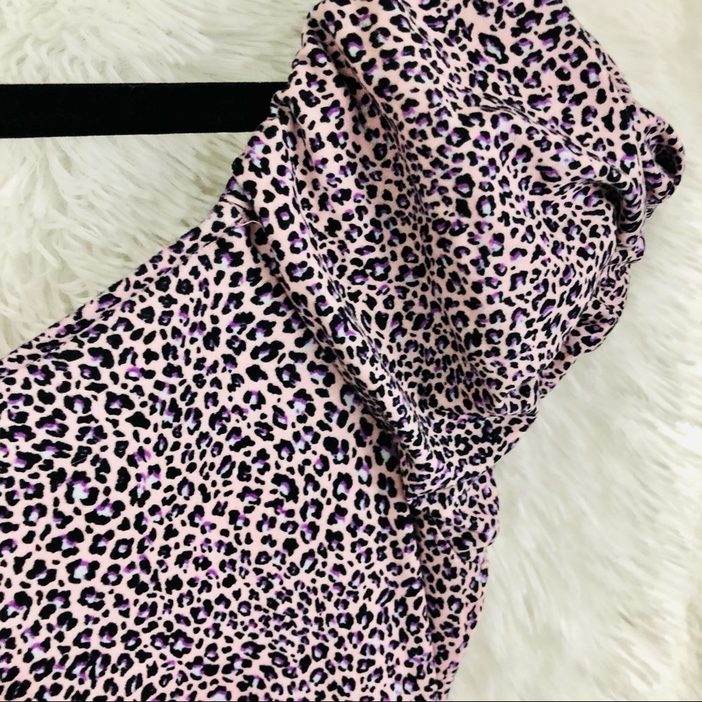 Wild Fable purple pink leopard print dress womens size medium and large rouched - Picture 6 of 7